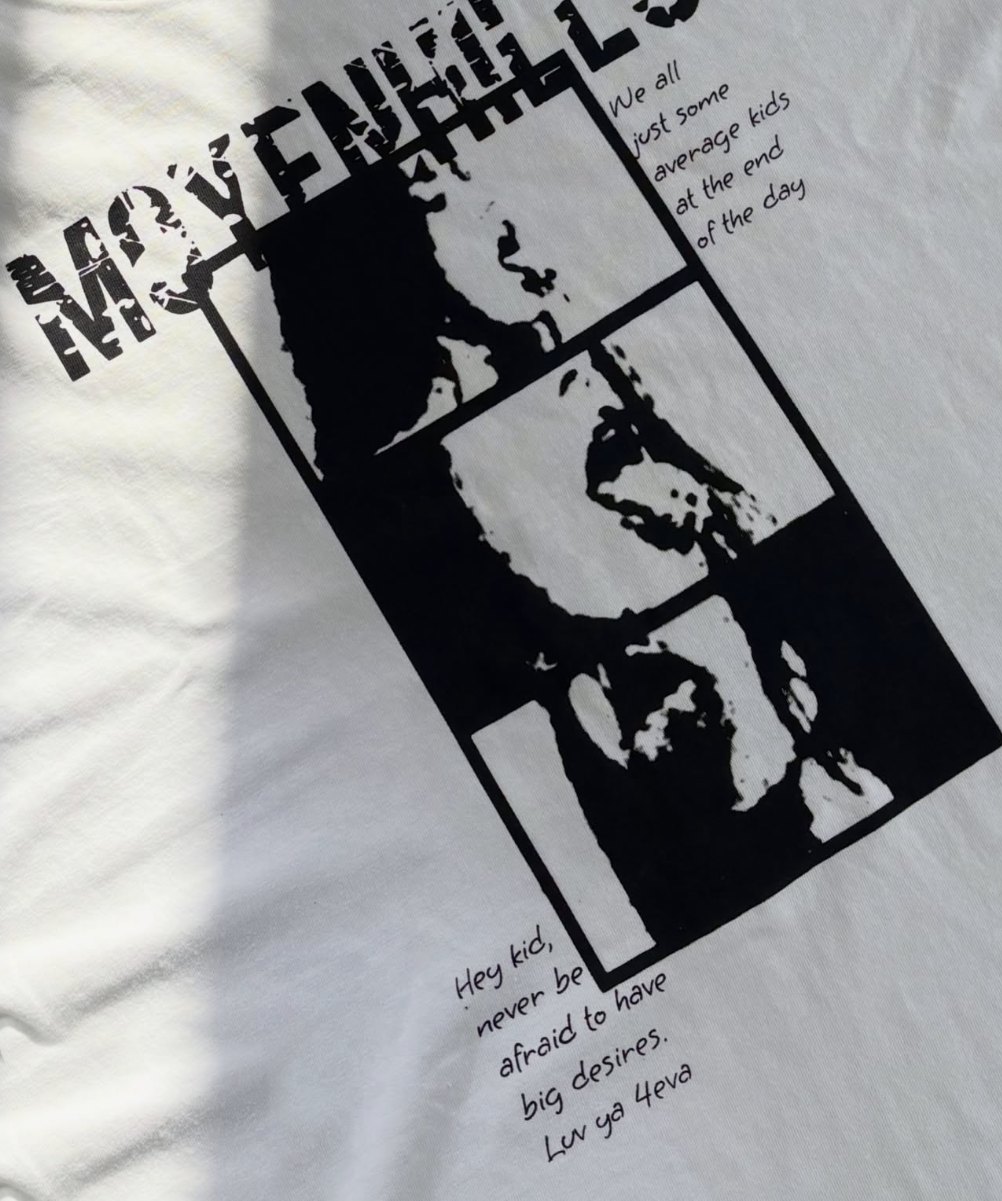 Close-up of the front print